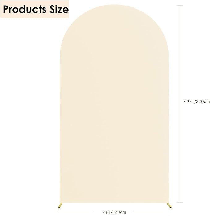 HAINARverS Wedding Arch Cover 7.2FT Spandex Fitted Stretchy Arch Stand Covers,2 Sided Round Top Chiara Backdrop Cover for Birthday Party Ceremony Banquet Baby Shower Arch Decoration(Beige)