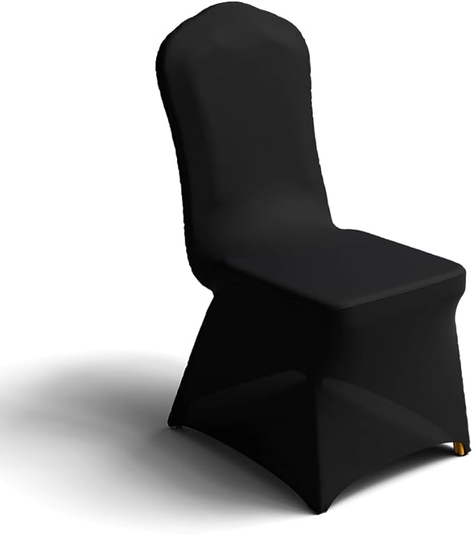 150 PCS Banquet Chair Covers for Wedding Universal Polyester Spandex Chair Cover Stretch Slipcovers for Party Dining Flat-Front Chair (Black)