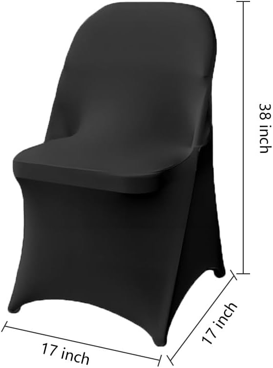 50 Pcs Black Folding Chair Cover Washable Removable Universal Fitted Chair Cover Protector for Wedding Party Banquet Holidays Celebration Decoration Chair Covers