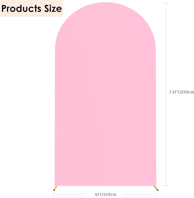 HAINARverS Wedding Arch Cover 7.2FT Spandex Fitted Stretchy Arch Stand Covers,2 Sided Round Top Chiara Backdrop Cover for Birthday Party Ceremony Banquet Baby Shower Arch Decoration(Pink)