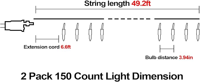 Halloween Lights, 2 Pack 98ft 150 Count String Lights, Plug-in Waterproof Fall Lights for Spooky Halloween Yard Party Decor (Purple, 150 Count - 2 Pack)