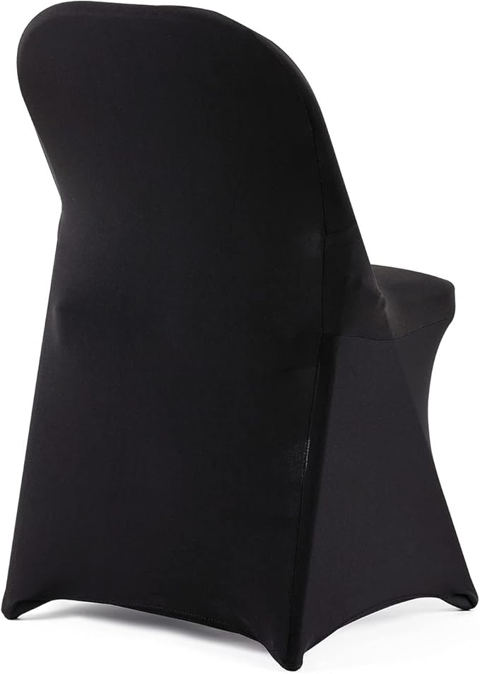Howhic Folding Chair Covers for Party - 12pcs, Black Universal Spandex Fitted Chair Covers for Wedding, Banquet, Conference