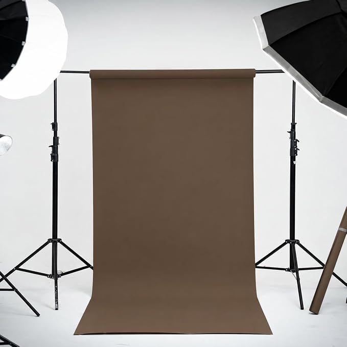 Kate Seamless Paper Backdrop Brown Paper Backdrop Seamless Backdrop Paper Rolls (53''x16.4' Coco Brown)