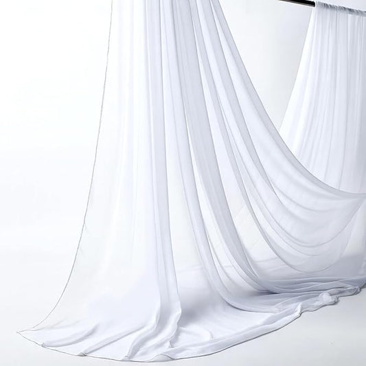New Star Fabrics Chiffon Fabric, Continuous 60" Wide Sheer Material, 100% Soft Polyester, Ideal for Wedding, Party, Event Decor, Draping, and Dresses (White, 50 Yards)