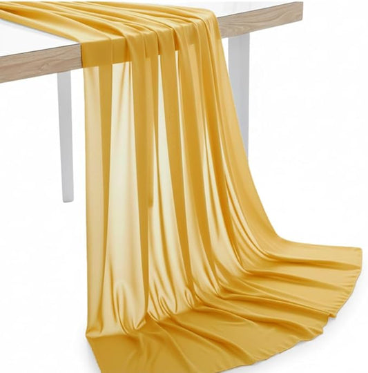 MDS Pack of 25 Yard Chiffon Fabric, Sheer Soft Draping Fabric Bolt for Wedding Party Backdrop Arch Decoration, Apparel Bridal Dress Sewing DIY Crafts Solid Gauze Fabrics 44” Wide - Gold