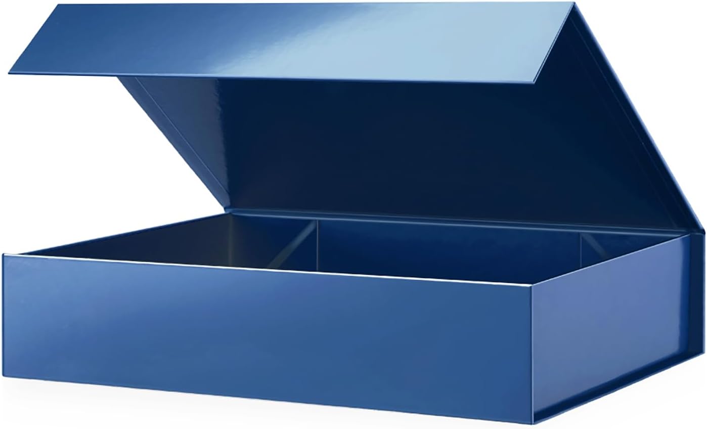 PACKHOME Gift Box 11.5x8x2.5 Inches, Sturdy Shirt Box with Magnetic Lid for Multiple Occasions (Glossy Blue)