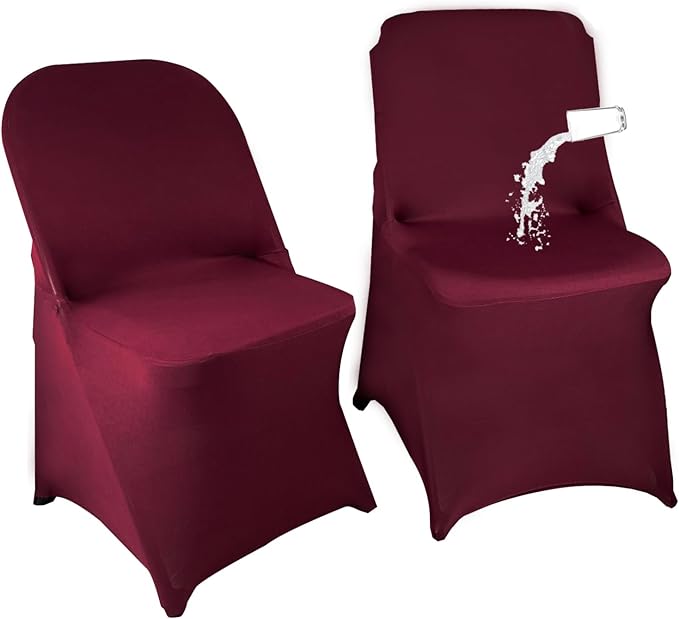 40PCS Stretch Spandex Folding Waterproof Chair Covers,Universal Fitted Chair Cover Protector for Wedding Party Banquet Holidays Celebration Decoration(Burgundy)