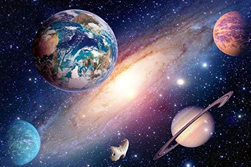 5x4ft Universe Outer Space Theme Backdrop Solar System Universe Galaxy Photography Background Milky Way Science Fiction Photo Studio Props for Children Happy Birthday Party Decor Banner