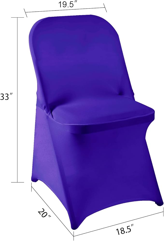 Howhic Folding Chair Covers for Party - 12pcs, Purple Universal Spandex Fitted Chair Covers for Wedding, Banquet, Conference