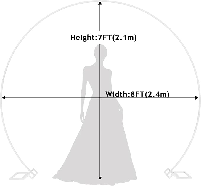 Wokceer Wedding Arch 8FT Round Backdrop Stand Balloon Arch Stand White Circle Balloon Arch Frame for Wedding Ceremony Birthday Party Anniversary Valentine Celebration Decoration