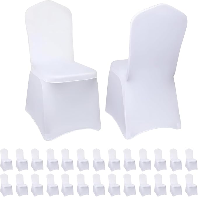 White Chair Covers 30 pcs Stretch Spandex Chair Covers Universal Fitted Chair Cover Protector for Wedding,Party, Banquet, Holidays, Celebration, Decoration（White, 30 PCS）