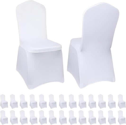 White Chair Covers 30 pcs Stretch Spandex Chair Covers Universal Fitted Chair Cover Protector for Wedding,Party, Banquet, Holidays, Celebration, Decoration（White, 30 PCS）