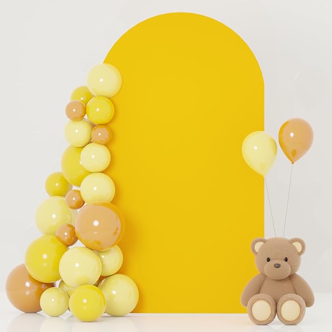 FOTSHARER Gold Wedding Arch Cover 4x7.2FT Spandex Arch Cover Backdrop Fabric Balloon Arch Covers for Bridal Baby Shower Chiara Backdrop Covers Boho Round Top Arches Stand Cover for Party Banquet Decor