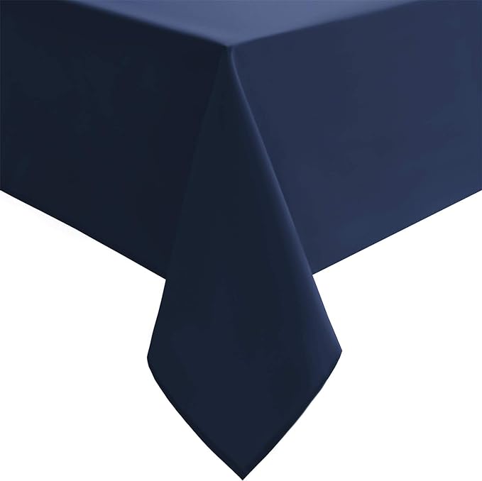 Hiasan Navy Blue Tablecloth for Rectangle Tables - Waterproof and Spillproof Washable Fabric Table Cloth for Dining Room Kitchen Party, 60 x 84 Inch
