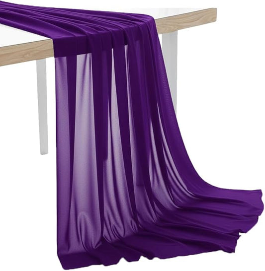 MDS Pack of 5 Yard Chiffon Fabric, Sheer Soft Draping Fabric Bolt for Wedding Party Backdrop Arch Decoration, Apparel Bridal Dress Sewing DIY Crafts Solid Gauze Fabrics 44” Wide - Cadbury Purple