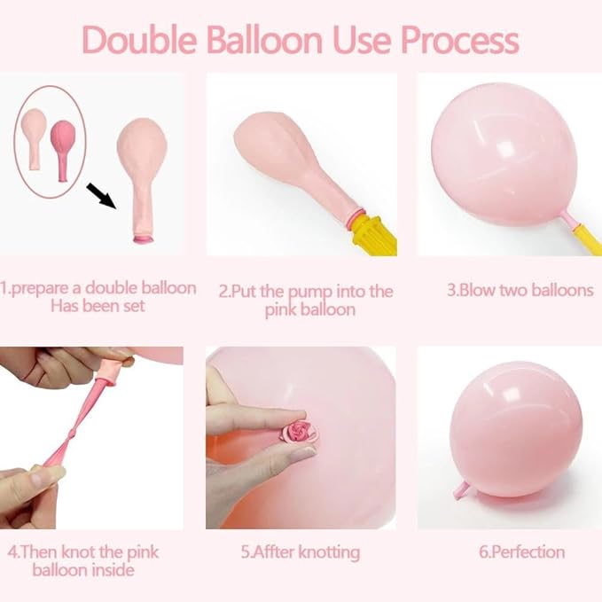 Pastel Pink Balloon Garland Double Stuffed Baby Pink Balloons Arch Light Pink Latex Balloons Different Sizes 18/12/5 Inch Macaron Balloon Kit for Baby Shower Wedding Princess Birthday Party Decor