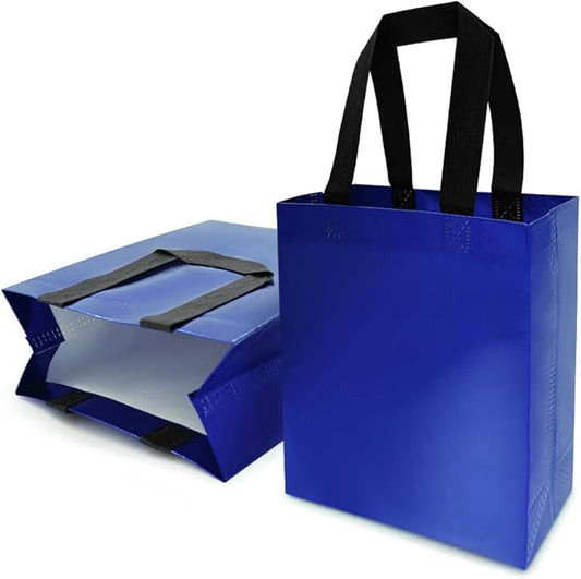 huichuan 12 Pack Blue Gift Bags with Handles, Reusable Small Gift Bag for Women Kids, Eco-Friendly Non-Woven Party Favor Goodie Bags Bulk for Valentine's Day, Birthday, Wedding, Baby Shower Treats