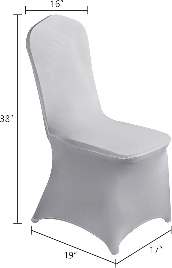 SuperO Waterproof Spandex Chair Cover 25PCS, Stretch Dining Chair Covers, Polyester Outdoor Chair Covers, Protector Stretch Chair Cover for Party Universal, Banquet, Wedding Event, Hotel(Silver)