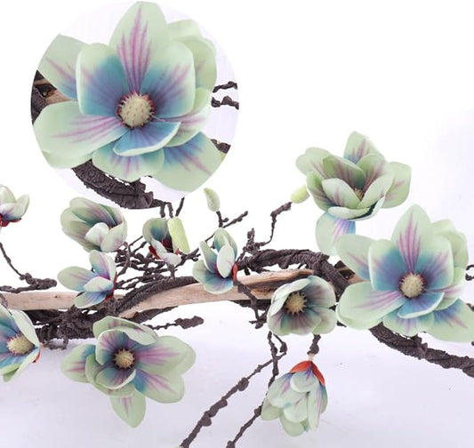 118 inch Artificial Magnolia Orchid Flowers Ivy Vines Garland Fake Tree Branches Trunk with Flores Wreath for Wedding Arch Wall Hanging Home Room Mantel Spring Decoration (Blue)