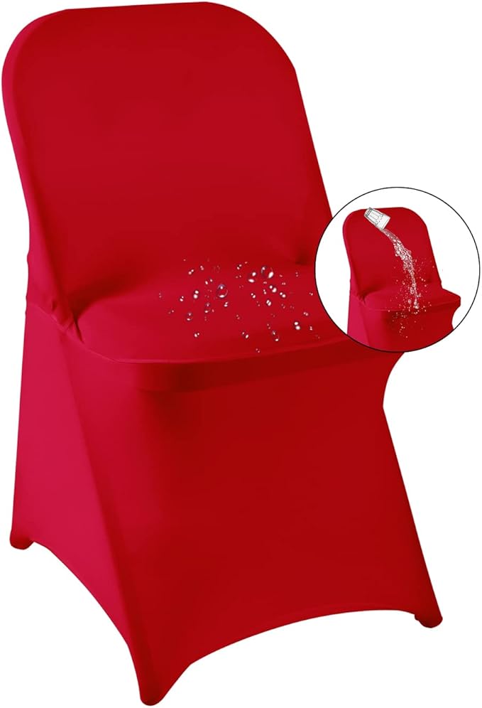 magalo 20 Pack Red Spandex Folding Waterproof Chair Cover, Stretch Chair Cover Protector for Wedding, Party, Dining Banquet and Other Special Events