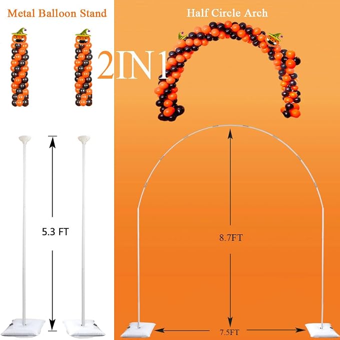 Balloon Arch Stand Kit, 2IN1 Metal Balloon Column Arch with Weighted Water Bag for Birthday, Graduation Ceremony, Baby Baptism, Wedding, Engagement , Various Festival Party Decoration