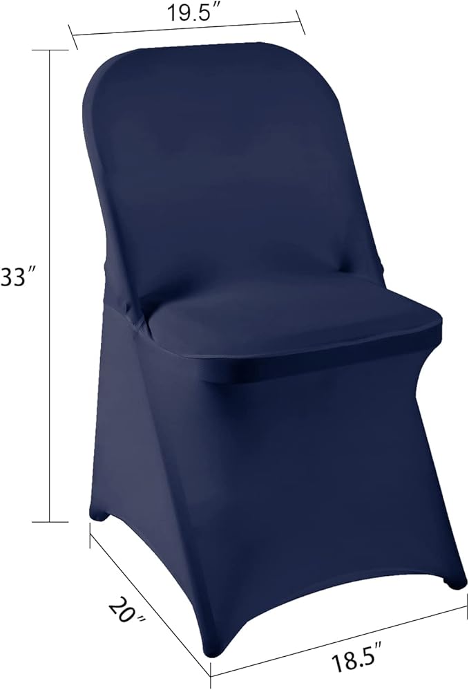 Howhic Folding Chair Covers for Party 36pcs, Navy Universal Spandex Chair Covers for Folding Chairs, Stretchy Fitted for Wedding, Party, Banquet, Conference (36pcs, Navy)