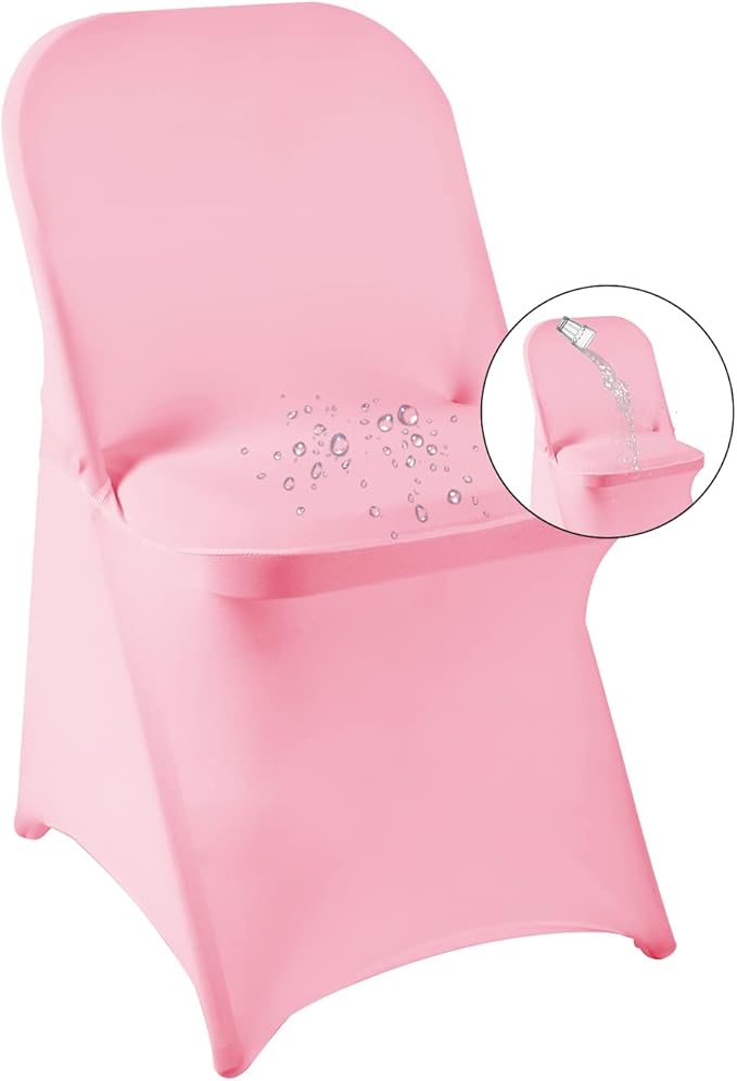 magalo 20 Pack Pink Spandex Folding Waterproof Chair Cover, Stretch Chair Cover Protector for Wedding, Party, Dining Banquet and Other Special Events