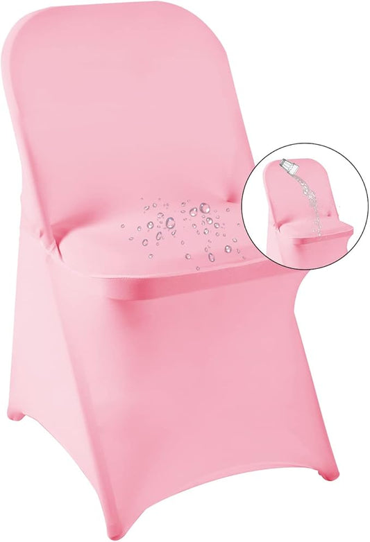 magalo 20 Pack Pink Spandex Folding Waterproof Chair Cover, Stretch Chair Cover Protector for Wedding, Party, Dining Banquet and Other Special Events