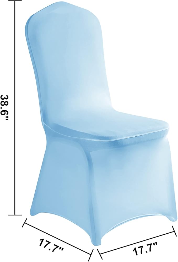 LZY 10pcs Spandex Chair Cover Stretch Slipcovers for Wedding Party, Dining Banquet Chair Decoration Covers (Blue Mist, 10)