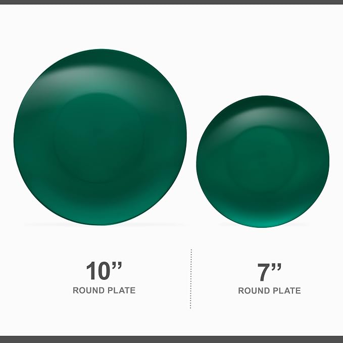 PLASTICPRO 64 Piece Combo Plates Christmass Set includes 32-7'' inch Plates & 32-10'' inch Plates Green Plastic Party Plates Christmass theme heavyweight Elegant, Disposable, Tableware, Dishes,
