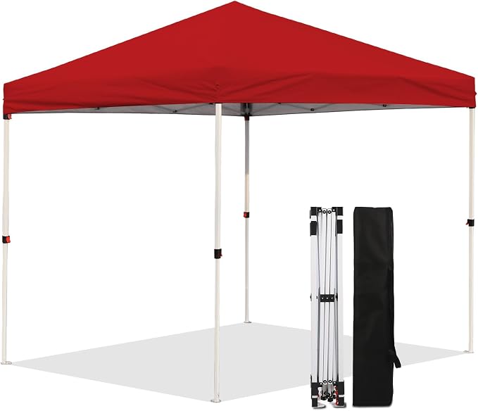 Northroad 8X8 FT Pop Up Canopy, Outdoor Instant Canopy Tent w/Carrying Bag, Portable Gazebo Shelter for Wedding Party,Commercial Event,Patio,Garden,Beach -Red