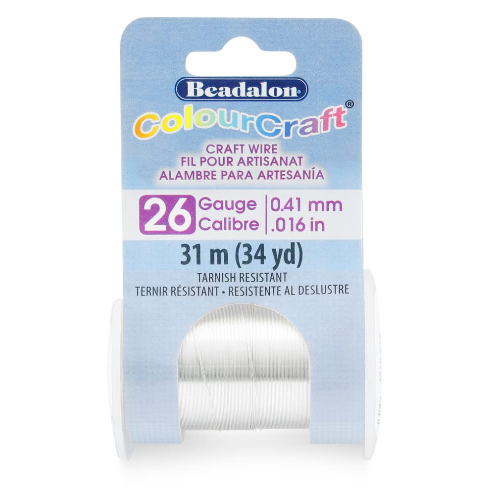 Beadalon ColourCraft Wire, 26 Gauge, Silver Plated, 34 yd Spool