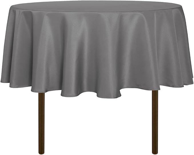 sancua Round Tablecloth - 48 Inch - Water Resistant Spill Proof Washable Polyester Table Cloth Decorative Fabric Table Cover for Dining Tables, Buffet Parties and Camping, Light Grey