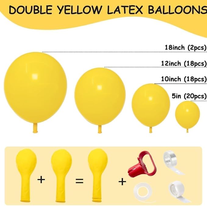 Yellow Balloon Different Sizes Latex Double Stuffed Matte Yellow Balloon Garland Arch Kit for Birthday Baby Shower Wedding Lemon Sunflower Party Decor