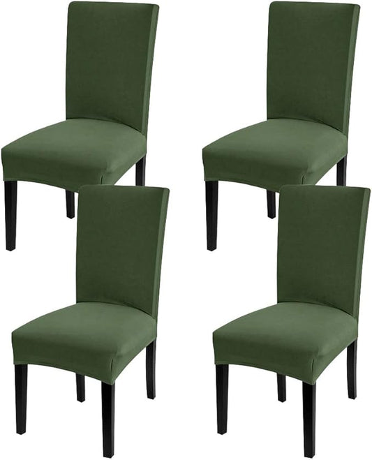 Fuloon 4 Pack Super Fit Stretch Removable Washable Short Dining Chair Protector Cover Seat Slipcover for Hotel, Dining Room, Ceremony, Banquet Wedding Party