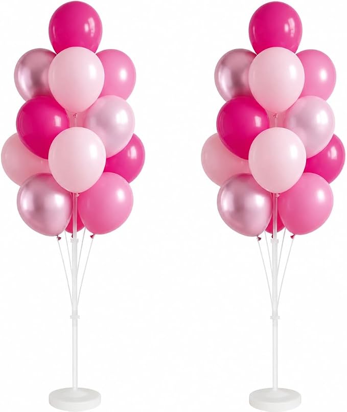 Balloon Column Kit for Floor-Balloon Columns with Stand, Base and Pole,Balloon Tower Backdrop Decoration for Wedding, Baby Shower, Birthday Party, or Bachelorette Parties (Metallic Pink)