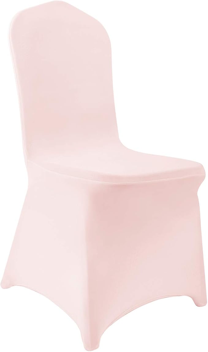Peomeise Stretch Spandex Chair Cover for Wedding Party Dining Banquet Event (Blush Pink, 25)