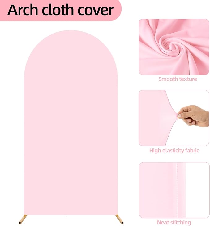 Wedding Arch Backdrop Stand and Cover Set, 6.6 FT Metal Balloon Arch Backdrop Stand for Ceremony Parties Birthday Baby Shower Graduation Decoration
