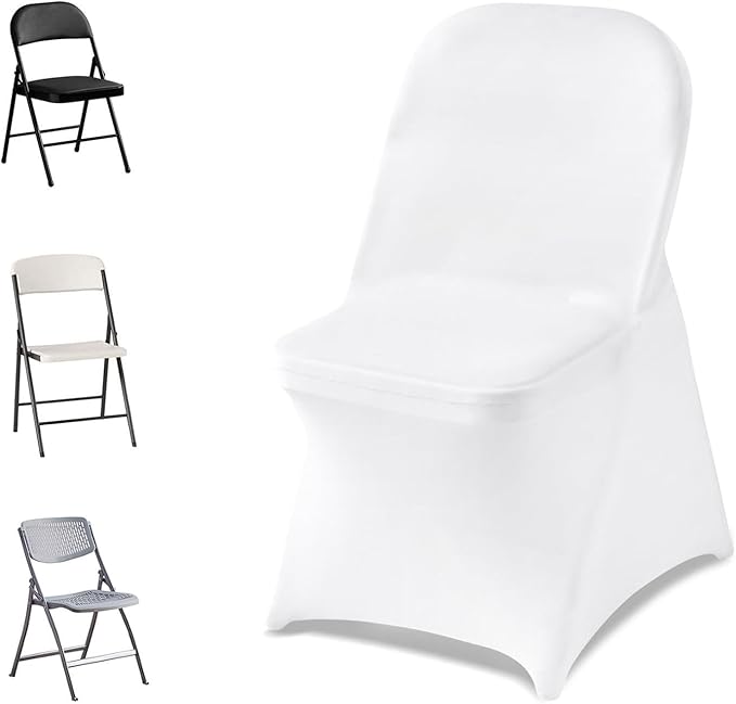 VEVOR Chair Covers, Polyester Spandex Chair Cover, Stretch Slipcovers for Wedding Party Dining Banquet Flat-Front Chair Covers (White-c, 32PCS)