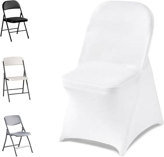 VEVOR Chair Covers, Polyester Spandex Chair Cover, Stretch Slipcovers for Wedding Party Dining Banquet Flat-Front Chair Covers (White-c, 32PCS)