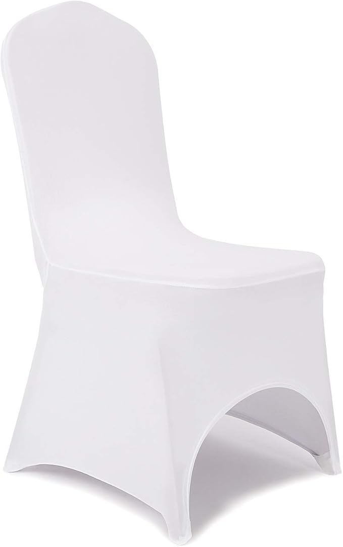Peomeise Stretch Spandex Chair Cover for Wedding Party Dining Banquet Event with Open Back (White,6pcs)