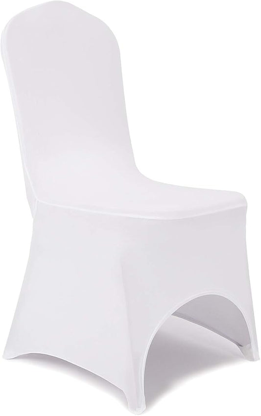 Peomeise Stretch Spandex Chair Cover for Wedding Party Dining Banquet Event with Open Back (White,6pcs)