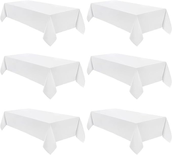 VidaFete Tablecloth 60 * 120inch 6pack Rectangle Table Cloth Polyester, Stain Wrinkle Resistant Dining Table Cover for Kitchen Dinning Party Wedding Rectangular Tabletop Buffet Decoration(White)