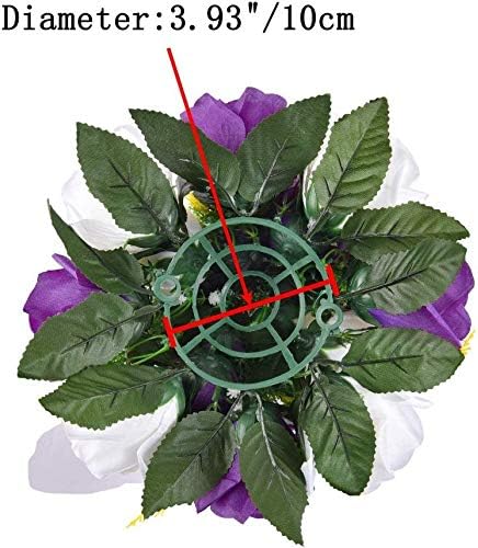 Artificial Flower Centerpieces for Tables: 6pcs of Rose Flower Balls, Flower Kissing Balls, Fake 15-head Plastic Flower Roses with Base for Birthday Party Christmas Home Wedding Decor (Purple White)