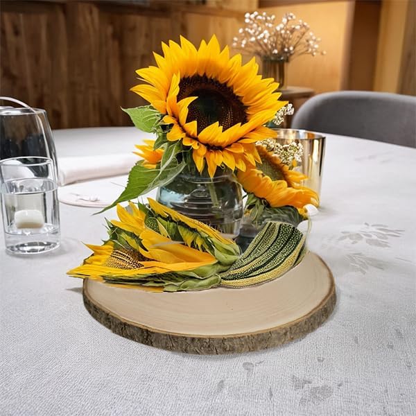 Large Unfinished Wood Slices for Centerpieces 10 Pcs 10-11 inches Natural Wood centerpieces for Tables Table Decor, Rustic Wedding Centerpieces，Wood Rounds for Crafts, and Wooden Christmas Decoration