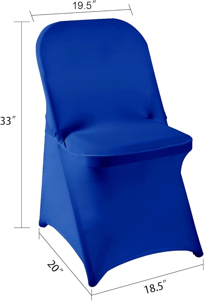 Howhic Folding Chair Covers for Party 36pcs, Royal Blue Universal Spandex Chair Covers for Folding Chairs, Stretchy Fitted Chair Covers for Wedding, Party, Banquet, Conference (36pcs, Royal Blue)