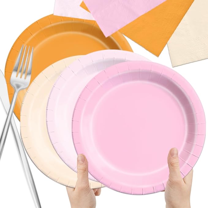 CMUSKO Little Pumpkin Baby Shower Decorations Girl - 60pcs Pink Orange Plates and Napkins A Little Pumpkin is On The Way Themed Fall Baby Shower Birthday Decoration