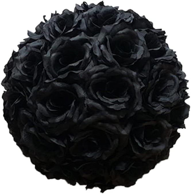HomeABC 10 Inch Artificial Romantic Rose Flower Ball for Home Outdoor Wedding Party Centerpieces Decorations, 10 Pack, Black