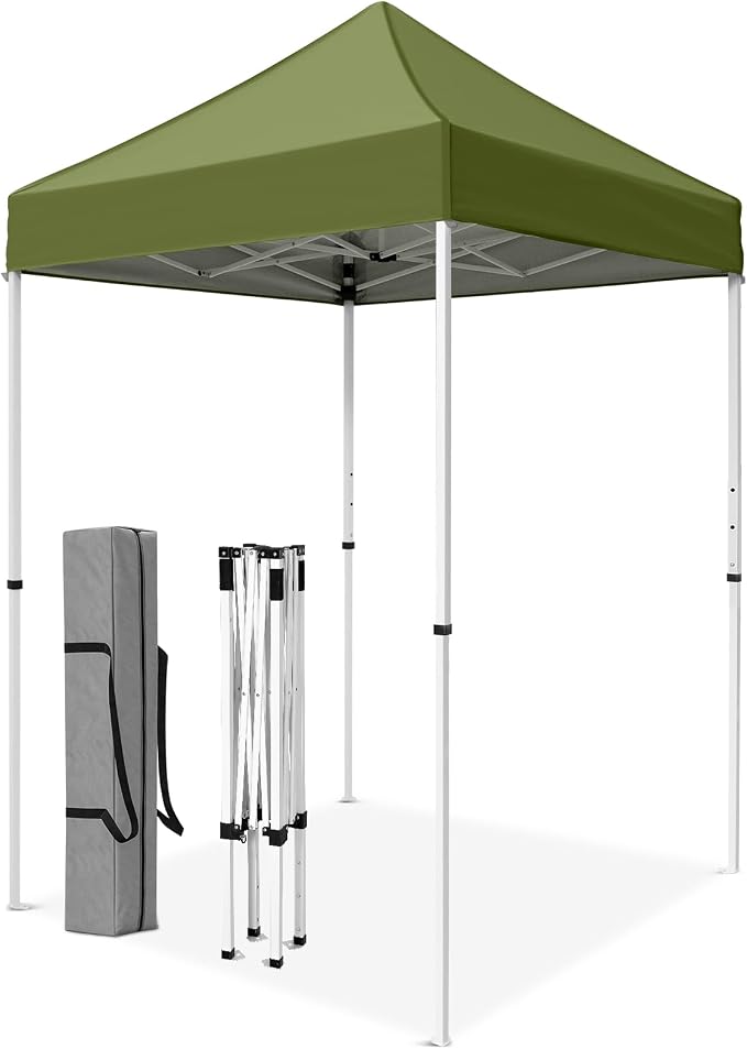 5x5 Pop Up Canopy Tent, Instant Portable Beach Canopy, Outdoor Tent with Carry Bag for Camping, Sports, Tailgating, Events, Grass Green