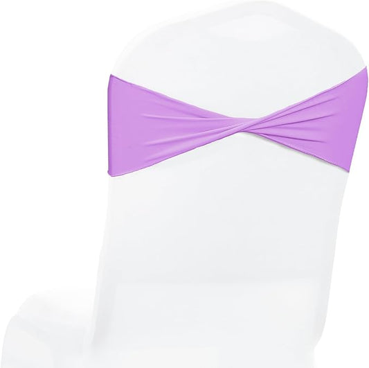 MDS Pack of 250 Spandex Chair Sashes Bows Elastic Stretch Dining Chair Bands Ties Without Slider Buckle Universal fits for Wedding Baby Shower Birthday Party Banquet Event Decoration - Light Purple